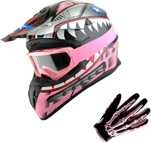 Miniatura 18 de 1Storm - Casco de motocross para adultos BMX MX ATV Dirt Bike Downhill Mountain Bike estilo Monster Shark Racing HKY_SC09S