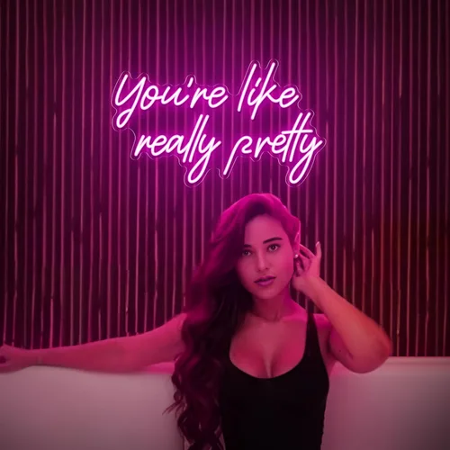 Miniatura 5 de Señal de neón "You're Like Really Pretty", señal de neón rosa para decoración de pared Señal de neón "You're Like Really Pretty" para recámara