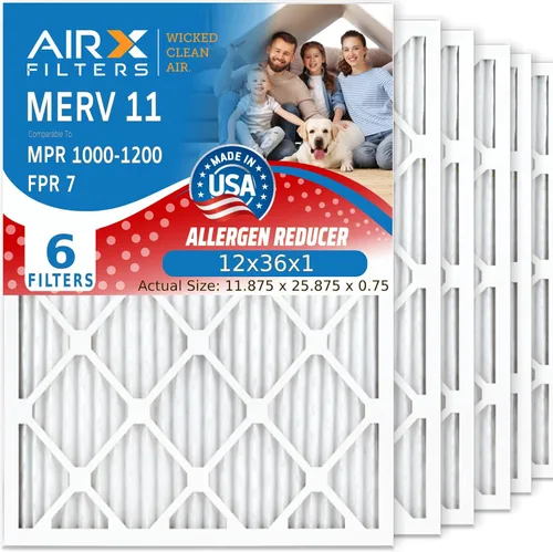 Miniatura 38 de AIRX Filters MERV 11 - Filtro para horno de aire de 18 x 18 x 1 pulgadas, para alergias, polvo, caspa de mascotas (paquete de 6), filtro plisado