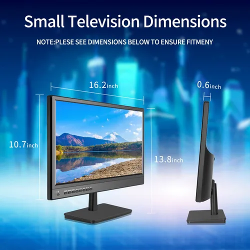 Miniatura 4 de Jexiop TV de 17 pulgadas, pequeño televisor de pantalla plana con sintonizador digital ATSC, puerto HDMI y USB en doble potencia, cable de cargador