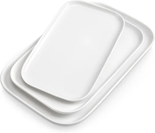 Miniatura 8 de vancasso Stern Platos de servicio de 3 piezas, juego de 3 platos rectangulares de 15/13/11 pulgadas, bandejas azules para entretener, fiesta