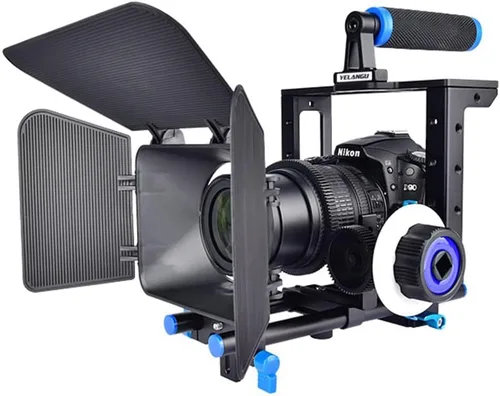 Miniatura 4 de Foto&Tech Kit de jaula grande para cámara réflex digital con mango superior, varilla de 0.591 in, compatible con Canon 5D Mark II III, 7D, 70D