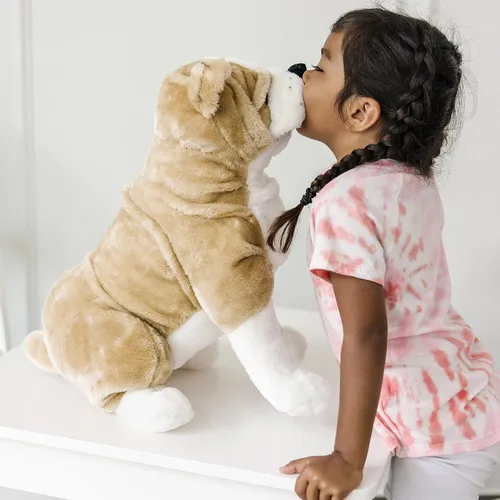 Miniatura 8 de Melissa & Doug Bulldog inglés gigante, animal de peluche realista (casi 2 pies de alto)