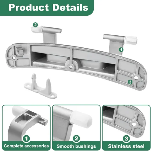 Miniatura 3 de Bisagra de puerta de lavadora Affinity mejorada 134550800 con bujes y kit de golpeador 131763310 – Compatible con lavadoras Frigidaire, Kenmore
