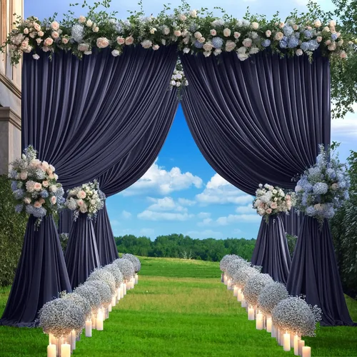 Miniatura 11 de Cortinas tipo telón de 10 x 10 pies sin arrugas de color azul bebé para fiestas, cortinas tipo telón de tela gruesa para foto de boda, cumpleaños