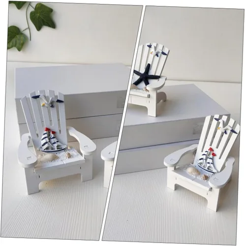 Miniatura 4 de 4 piezas de silla en miniatura mini silla de playa de madera náutica casa de muñecas accesorios de muebles micro paisaje para fotos accesorios