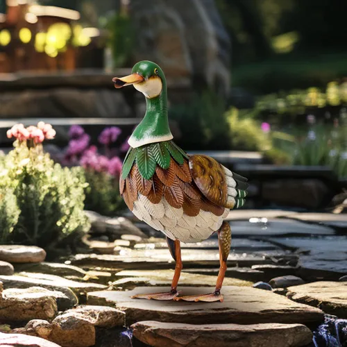 Miniatura 2 de TERESA'S COLLECTIONS Decoración de jardín para exteriores, decoraciones de pato ánade real de metal para decoración al aire libre, señuelos de pato