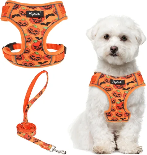 Miniatura 36 de PUPTECK Juego de arnés y correa para perro pequeño, arnés ajustable sin tirones para cachorro, chaleco de malla suave reflectante para mascotas