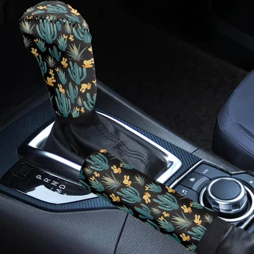 Miniatura 44 de Juego de 2 piezas set de accesorios interiores para coche, para las mujeres, hombres; cubierta de palanca de cambios/freno de mano, personalizada