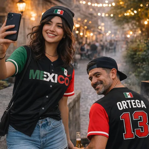 Miniatura 5 de Camiseta de béisbol personalizada de México, camisas personalizadas con orgullo mexicano con número de nombre para hombres y mujeres, camisa