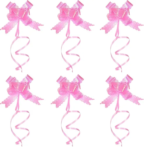Miniatura 12 de PATIKIL Lazos iridiscentes de 2.2 pulgadas, paquete de 40 lazos de cuerda para envolver regalos, corbatín decorativo para bodas, fiestas, Azul claro
