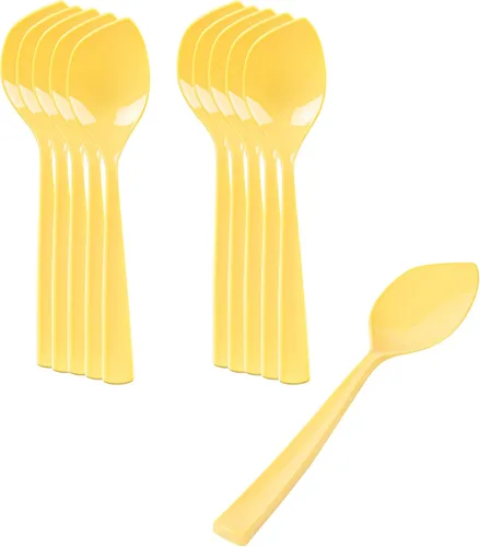 Miniatura 2 de Restaurantware Cucharas de postre de 4.5 x 1 pulgada, 500 cucharas de degustación desechables, asas resistentes, cucharas de plástico amarillo bebé