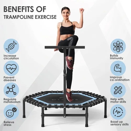 Miniatura 4 de CLORIS 45'' Rebounder Trampoline for Adults - Max Load 450lbs, Trampoline with Adjustable Foam Handle Indoor/Outdoor Fitness Body Exercise