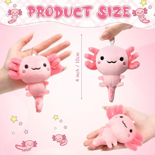 Miniatura 2 de Poen 8 piezas de llavero de ajolote de peluche de 4 pulgadas para niños, premios de fin de año escolar, videojuegos, recuerdo de fiesta, jardín