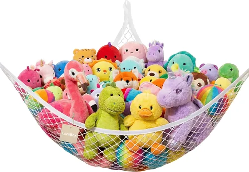 Miniatura 17 de Lazebox Hamaca de red para animales de peluche para juguetes de peluche, hamaca de animales de peluche de esquina para decoración de habitación