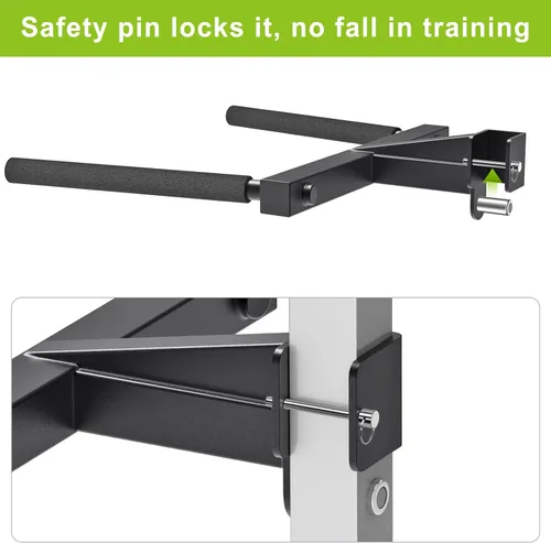 Miniatura 8 de Kipika Y-Shaped Dip Bar for Power Cage with 5/8" or 1" Hole - Dip Bar Attachments for Home Gym - Heavy Duty Power Rack Attachments - Squat Rack Para