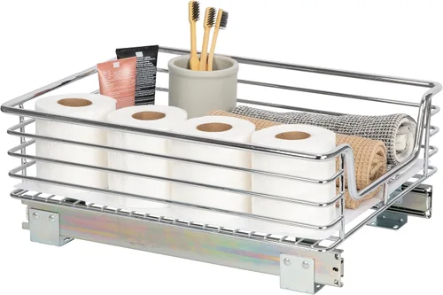Miniatura 14 de Household Essentials Glidez Organizador de almacenamiento multiusos de acero cromado extraíble/deslizante para uso debajo del gabinete - Diseño de 2