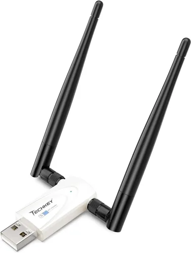 Miniatura 11 de Adaptador WiFi USB AC1300Mbps para PC - Techkey Dual 5Dbi Antena inalámbrica WiFi de alta ganancia Adaptador de red Dongle con 2.4GHz/400Mbps