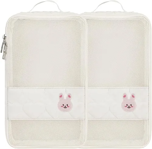 Miniatura 13 de Bolsas organizadoras para pañales para bebé, paquete de 2 bolsas impermeables para colgar pañales, bolsa de malla de oso de conejo, reutilizable