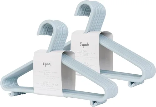 Miniatura 10 de 3 Sprouts Perchas de Plástico de Paja de Trigo - Paquete de 30 Perchas para Niños Pequeños para Ropa de Niños y Bebés, Abrigos - Ideal para Niñas