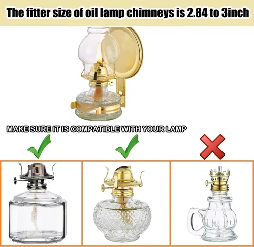 Miniatura 3 de Lámpara de aceite de repuesto para chimenea, base de 3 pulgadas x 6.4 pulgadas de alto, globo de lámpara de aceite de vidrio transparente, cubierta