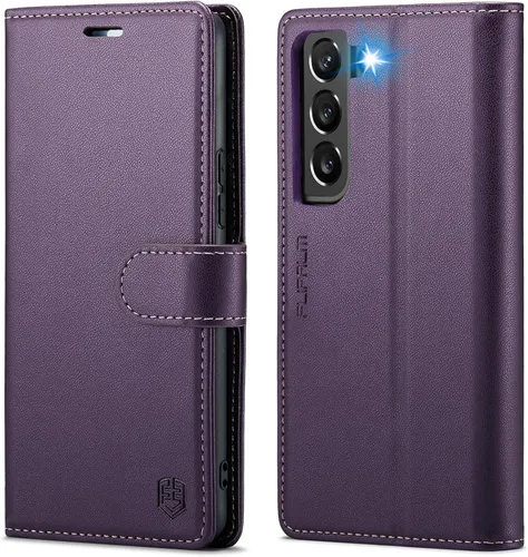 Miniatura 9 de FLIPALM Funda tipo cartera para Samsung Galaxy S22 Plus, con bloqueo RFID, soporte para tarjetas de crédito, de piel sintética, con función atril