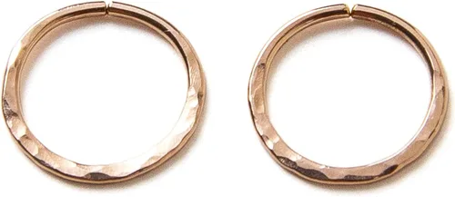 Miniatura 14 de Pequeños aros chapados en oro rosa martillado, mini aretes de aro, aretes de aro Huggie