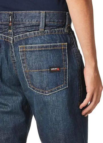 Miniatura 4 de Ariat FR M3 - Pantalones de mezclilla rectos apilables y holgados para hombre, resistentes al fuego, Flint
