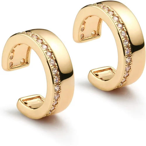 MYEARS - Aretes para mujer, de aro, para oreja sin perforación, clip para cartílago, chapado en oro de 14 quilates, bohemio, minimalista, delicado,