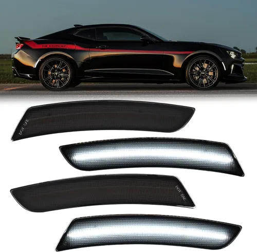 Miniatura 8 de R&F Auto Lentes Ahumados 4PCS Luces LED de Marcador Lateral Ámbar Rojo Compatibles con Camaro 2016-2024, Repuesto para Lámparas de Marcadores