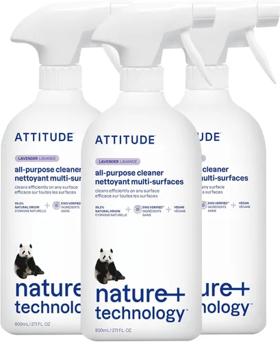 Miniatura 14 de ATTITUDE Spray limpiador multiusos, verificado por EWG, vegano, fabricado con 94% de ingredientes a base de plantas, sin rayas para cocina, baño