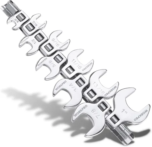 Miniatura 10 de WORKPRO Juego de llaves de 3/8" de tuerca acampanada, kit de herramientas de 10 piezas de llave de tuerca de gallo, métrico 10-19mm, llave de acero
