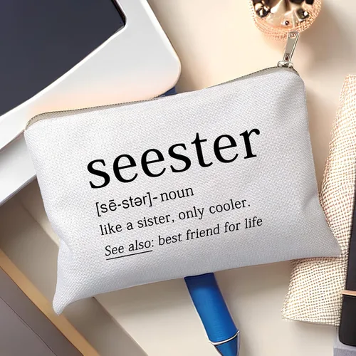 Miniatura 2 de Seester Like A Sister Only Cooler Seester Definition Funny Sister Cosmetic Bag Best Friend Gift Bestie Makeup Bag Funny Saying Travel Bag Best