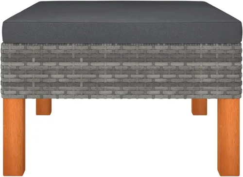 Miniatura 5 de Juego de 9 piezas para sala de estar de patio de poliratán y madera de eucalipto, mesa y sillas de patio al aire libre, juego de muebles de patio