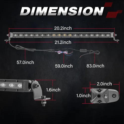 Miniatura 3 de OFFROADTOWN Barra de luz LED de persecución de 20 pulgadas, luces traseras UTV, luz intermitente de seguridad con luz intermitente de freno