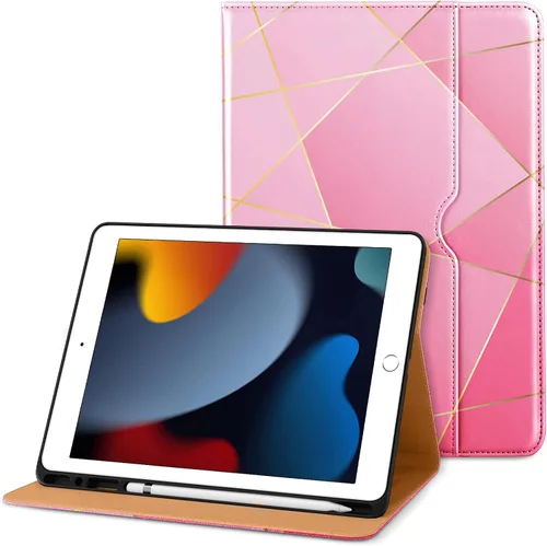 Miniatura 36 de DTTO para iPad de 9ª/8ª/7ª generación de 10.2 pulgadas 2021/2020/2019, funda tipo cartera de negocios de cuero premium con soporte para Apple Pencil
