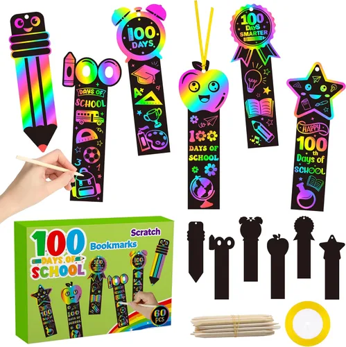 Miniatura 7 de BeYumi Diwali - Juego de 60 tarjetas para rascar con mandala, para niños, para manualidades, papel mágico para rascar, para colgar, adornos florales