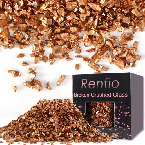 Miniatura 9 de Renfio Fragmentos de purpurina de vidrio triturado roto de 0.079 a 0.157 pulgadas, irregulares, pequeños chips metálicos gruesos, 7 onzas (7.05 oz)