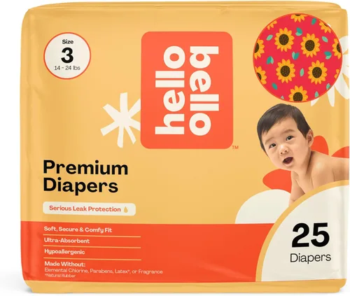Miniatura 14 de Pañales Hello Bello, talla 4 (22-37 libras) Flower Child, 21 unidades de pañales desechables premium para bebé, hipoalergénicos con sensación suave