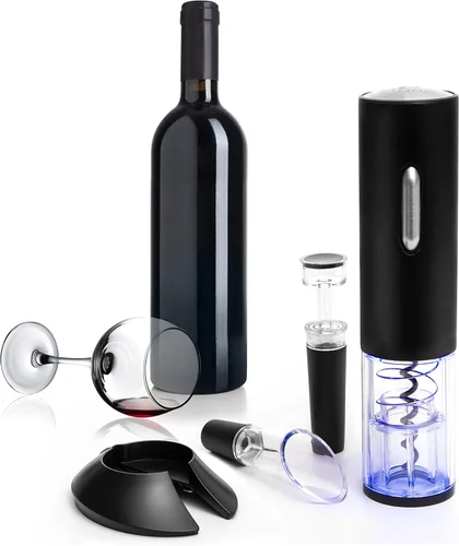 Moss & Stone Juego de abridor de vino eléctrico, removedor de sacacorchos con carga USB, abridor de botellas de vino con vertedor de vino, cortador