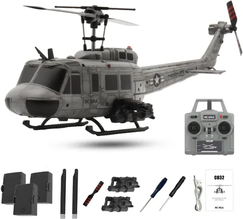 Miniatura 9 de RC ERA C032 UH1Huey Helicóptero RC, un clic de vuelo invertido TOF de flujo óptico estabilizado, 6CH 2.4G helicóptero de control remoto para adultos