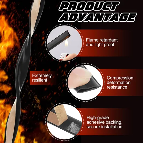 Miniatura 3 de 2 piezas de junta adhesiva flexible de silicona de goma para fuego/humo para puerta ventana interior exterior comercial