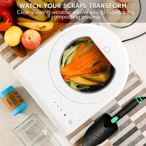 Miniatura 2 de Airthereal Revive R500-V Compostador eléctrico de cocina con cubierta visual, SHARKSDEN® Tri-Blade mejorado, convierte los residuos de alimentos