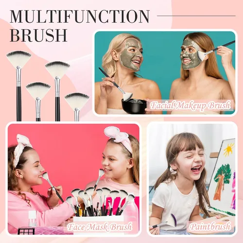 Miniatura 4 de Ziliny 12 piezas de cepillo facial suave para colorete, cepillo de maquillaje, aplicador de ácido, herramientas cosméticas multiuso para máscara