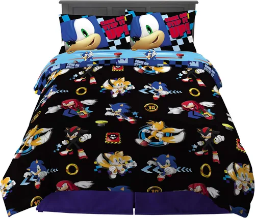 Miniatura 17 de Franco - Juego de ropa de cama coleccionable Nintendo Donkey Kong, 5 piezas, edredón reversible supersuave y juego de sábanas con funda, tamaño Rojo