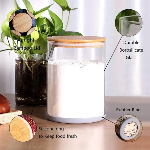 Miniatura 3 de Juego de 2 tarros de vidrio para alimentos de 100 onzas y paquete de 5 recipientes de cocina