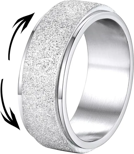 Miniatura 16 de Supcare Anillos antiestrés para mujer de 4/6/0.315 in para la ansiedad, anillo de pulgar con chorro de arena, regalo para mujeres, talla 7-14