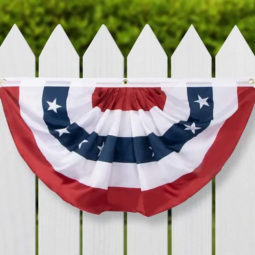 Miniatura 5 de Bandera americana plisada de 3 x 6 pies (juego de 4) – Banderines patrióticos de Estados Unidos para decoración del Día de los Caídos y 4 de Julio