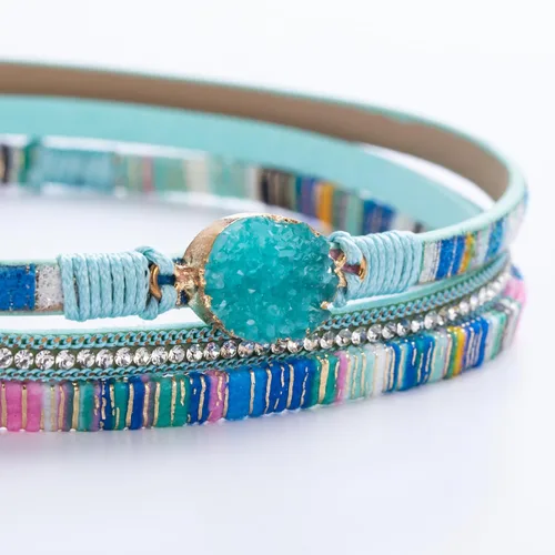 Miniatura 17 de FANCY SHINY - Pulsera de cuero estilo bohemio, pulsera de cuentas de cristal con cierre magnético, regalos de joyería para mujer
