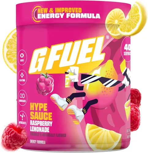 G Fuel Hype Sauce 2.0 - Bebida energética en polvo, mezcla de cafeína preentrenamiento para juegos, amino de enfoque sin azúcar, vitamina +